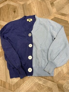 Everafter Blue Two-Tone girls Button Cardigan Sweater